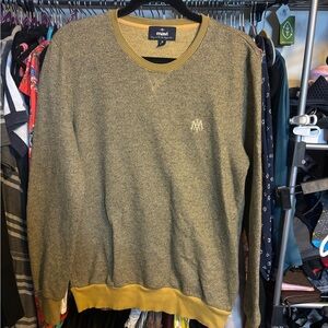 Mavi Men's Mustard Crewneck Sweater with Elbow Patches